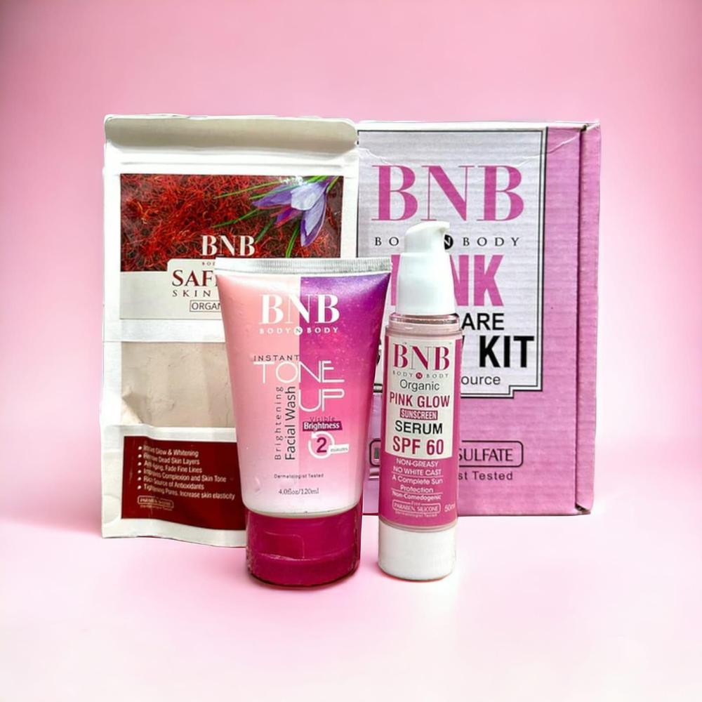 Rejuvenating Pink Glow Facial Kit - Nourishing Saffron Mask & SPF Combo for All Skin Types