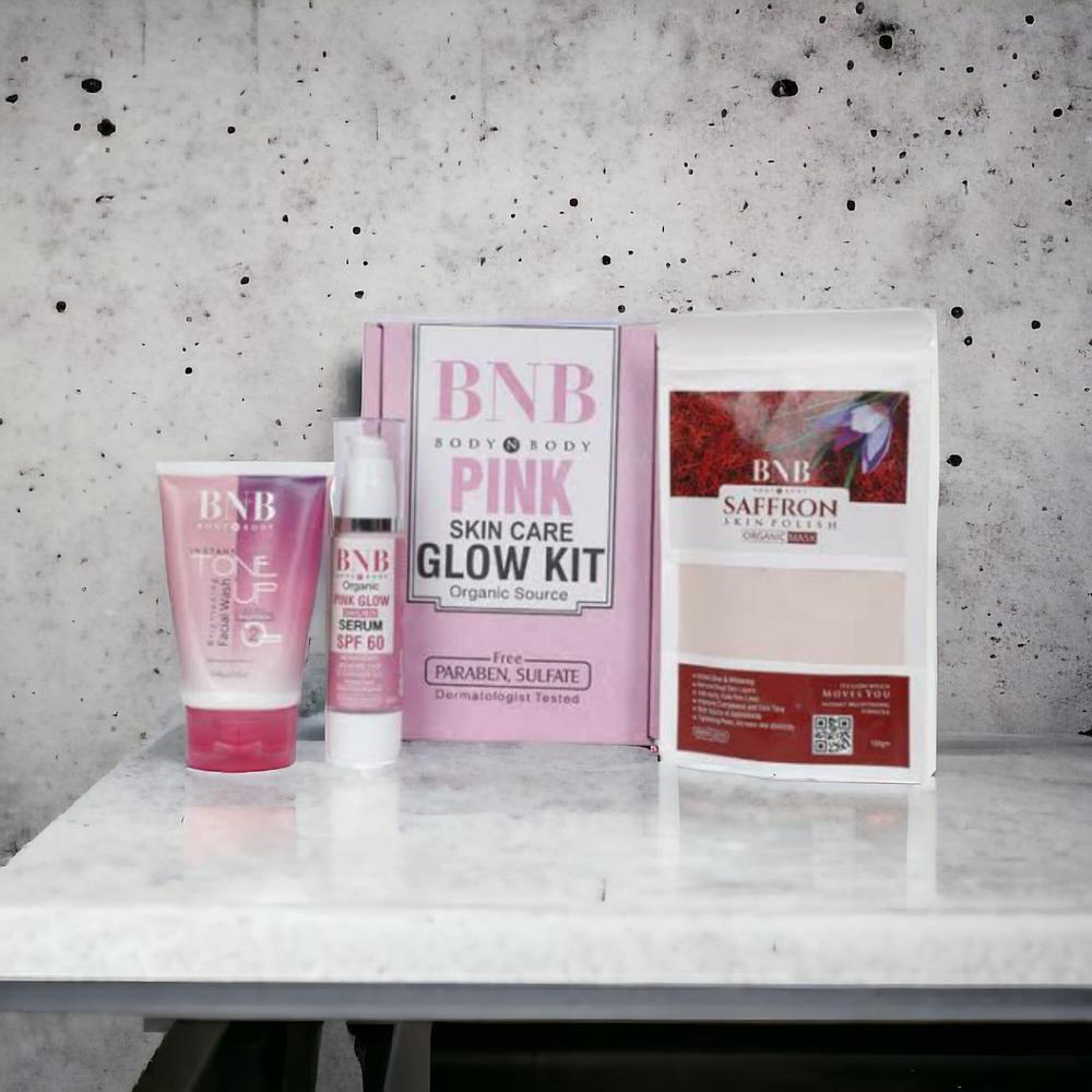 Rejuvenating Pink Glow Facial Kit - Nourishing Saffron Mask & SPF Combo for All Skin Types